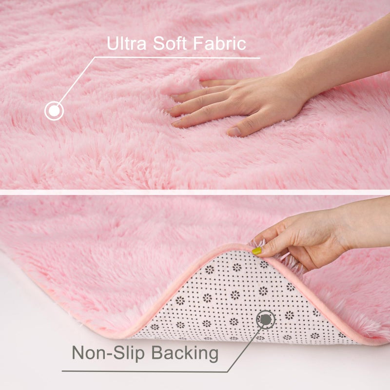 ST. BRIDGE Ultra Soft Pink Rugs for Bedroom 4x6 Feet, Fluffy Shag Area Rugs for Living Room, Large Comfy Furry Rug for Girls Kids Baby Room Decor, Non Slip Nursery Modern Indoor Fuzzy Floor Carpet - Image 4